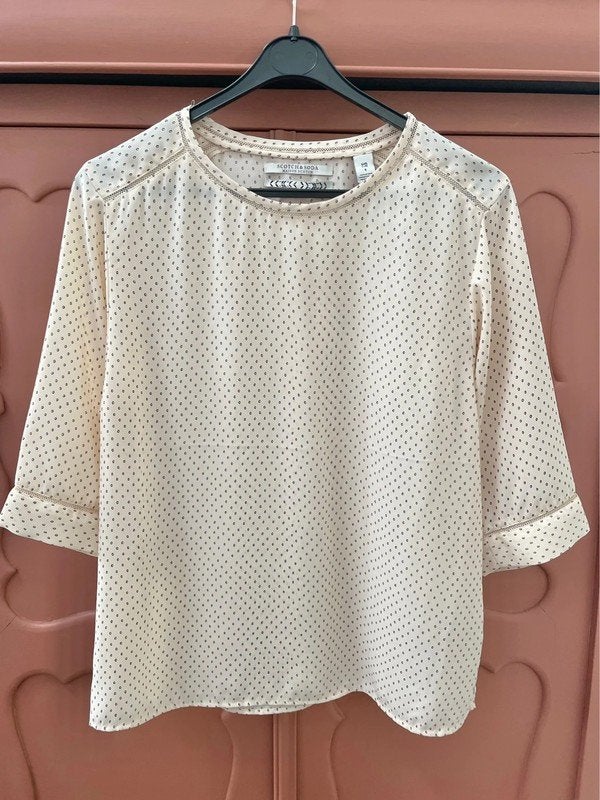 Scotch & Soda luxe shirt maat 1-S met 3-4 mouwtje, Beige, Scotch & Soda, Ophalen of Verzenden, Zo goed als nieuw