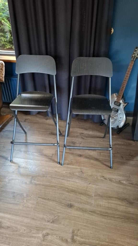 IKEA Kruk 63 cm - Zwarte opvouwbare barkruk, Ophalen of Verzenden, Gebruikt, Hout