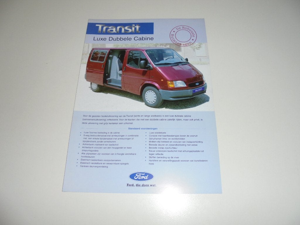 leaflet Ford Transit luxe dubbele cabine, Ophalen of Verzenden, Nieuw, Ford