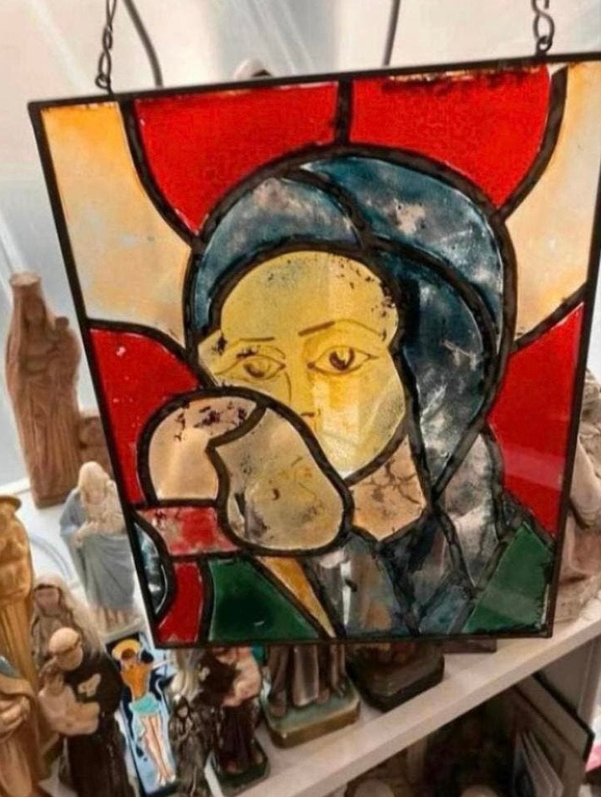 MARIA &HAAR ZOON ,PRACHTIG IN GLAS IN LOOD..MOOI!, Ophalen of Verzenden