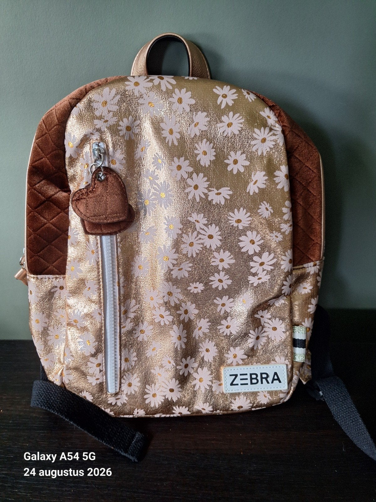 Zebra rugzak bruin goud bloemenprint, Ophalen of Verzenden, Nieuw, Overige merken, 30 tot 45 cm