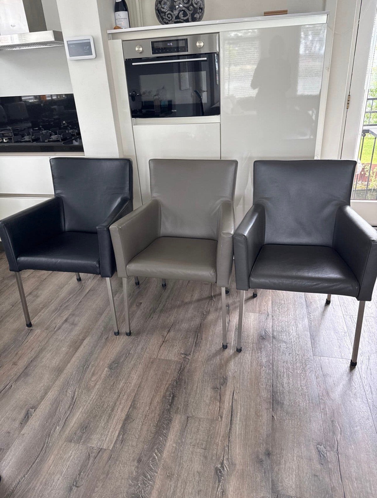 Lederen eetkamerstoelen, Huis en Inrichting, Ophalen, Overige kleuren, Leer, Zo goed als nieuw