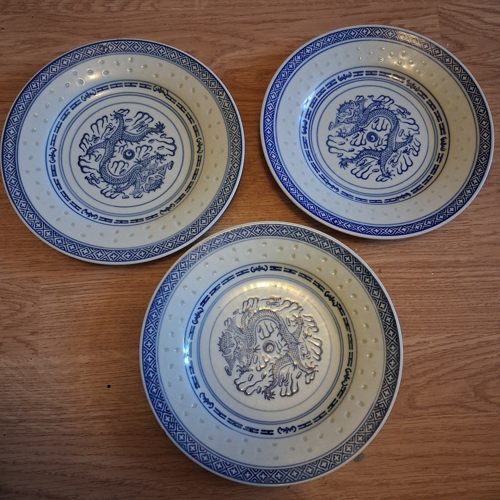 6 Vintage Chineze borden en 1 schaal, Ophalen