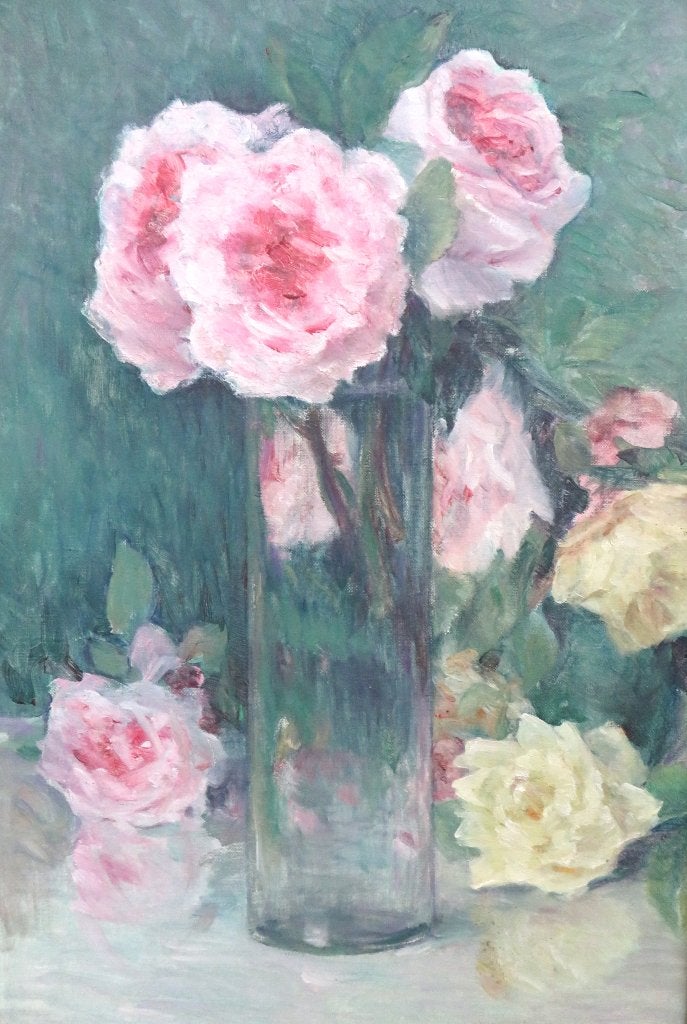 Oud Frans schilderij “Rozen”, Ophalen of Verzenden