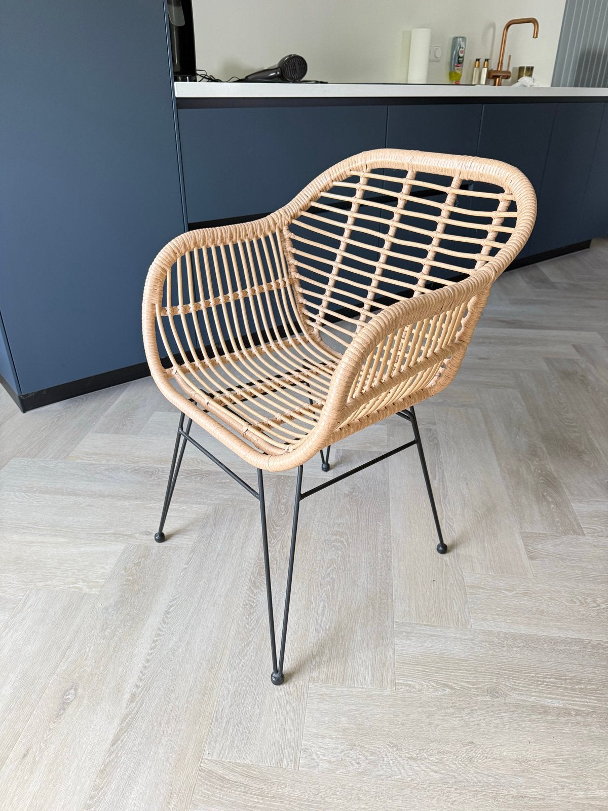 4x Rotan stoelen met metalen onderstel Costa van Westwing, Ophalen, Overige kleuren, Riet of Rotan, Zo goed als nieuw