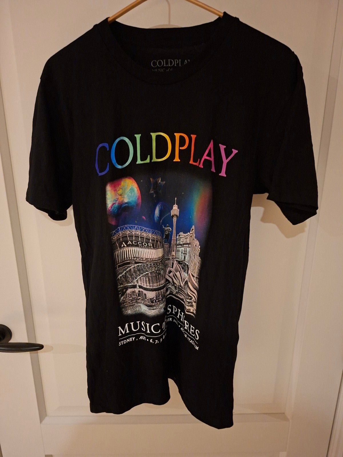 Coldplay Music of the Spheres World Tour 2024 T-shirt, Verzenden, Zwart, Zo goed als nieuw, Coldplay