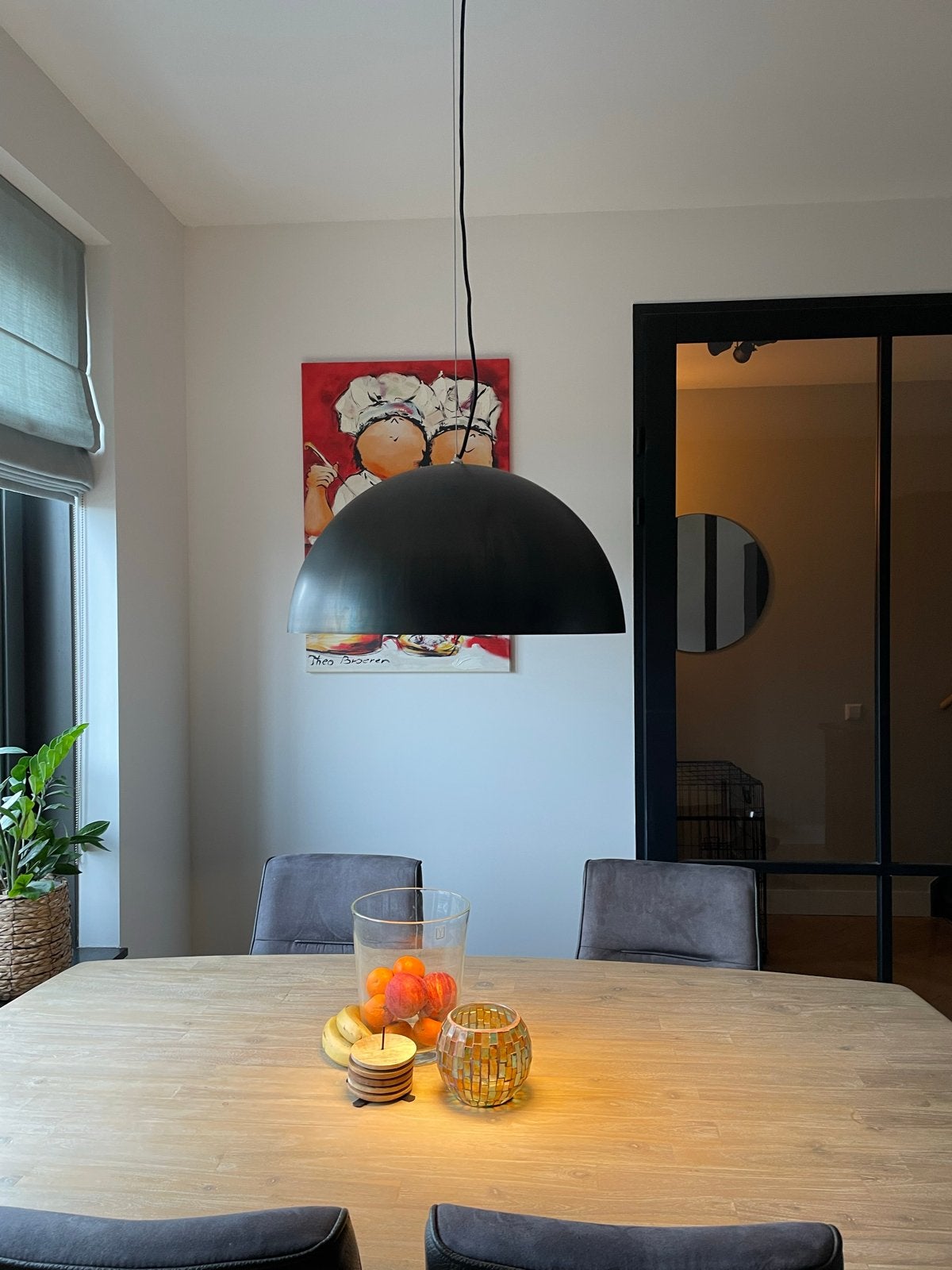 Eettafel Lamp met Zilveren Binnenkant, Ophalen, Zo goed als nieuw, Metaal