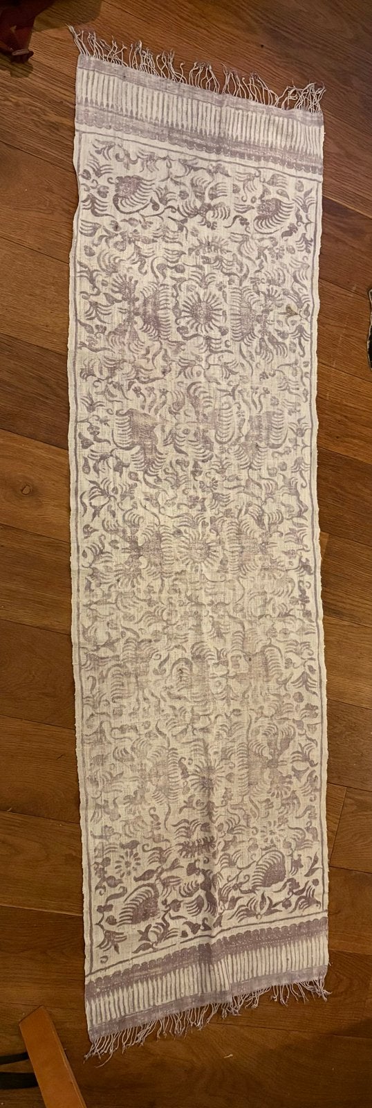 Vintage Linnen Tafelloper 180x48 cm met Patroon, Ophalen