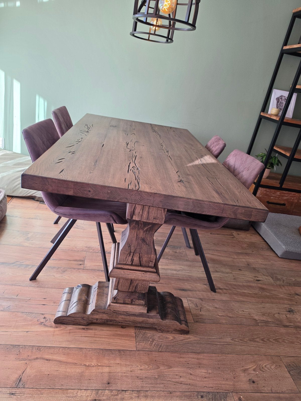 Klooster eettafel 180x100x80 grijs eiken, Ophalen, Rechthoekig, 150 tot 200 cm, 50 tot 100 cm