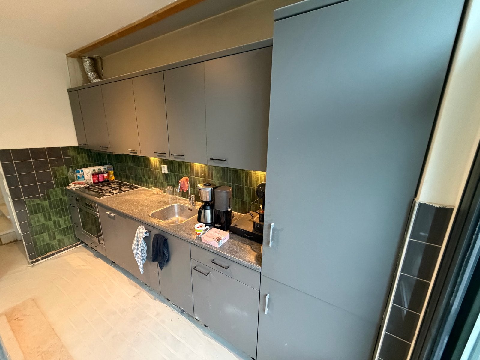 Complete keuken 3,6m lang, Ophalen, Gebruikt, Graniet of Steen, Enkelwandige keuken