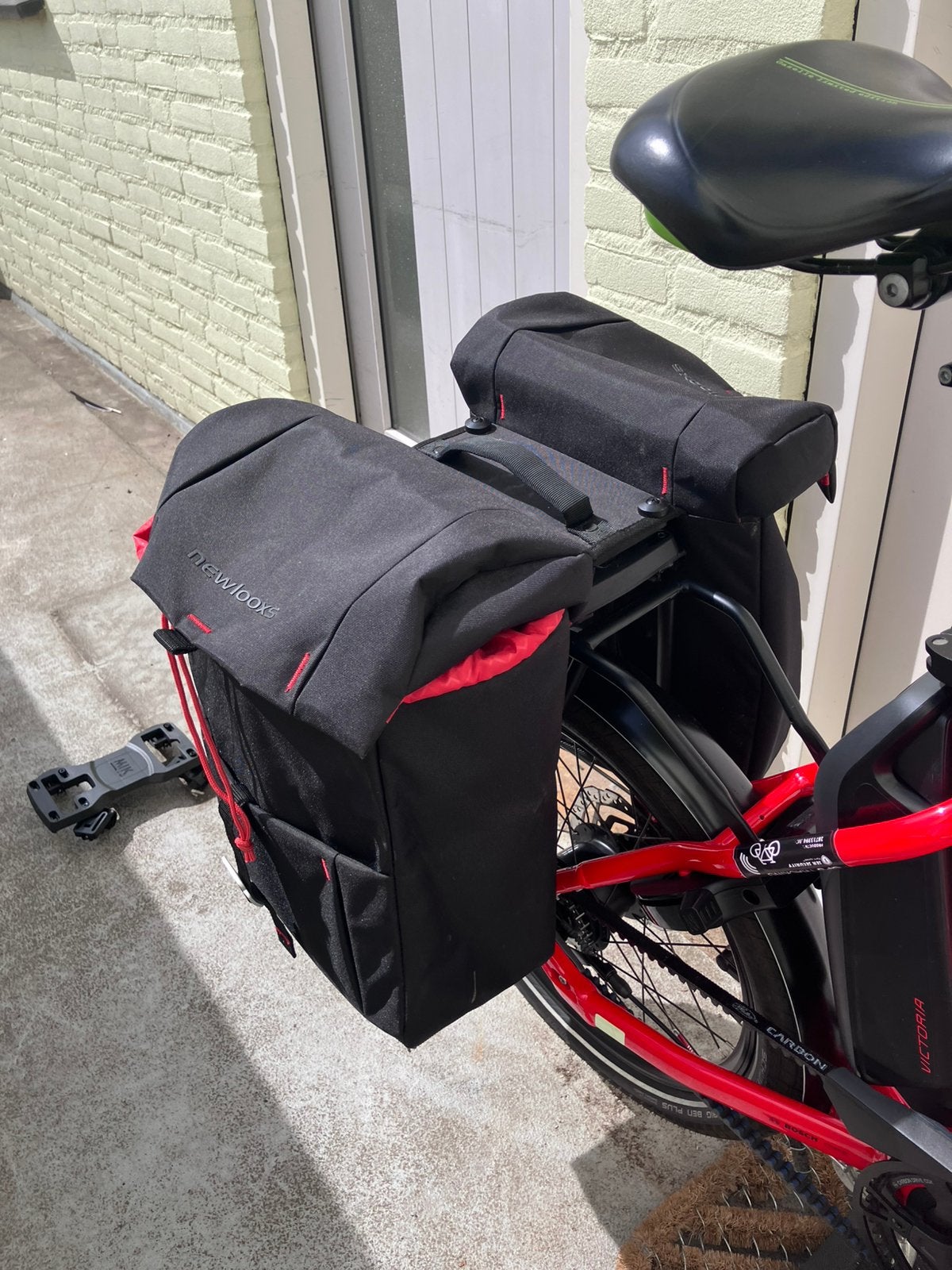 Dubbele fietstas New Looxs met mik adapter, Fietsen en Brommers, Ophalen of Verzenden, Zo goed als nieuw