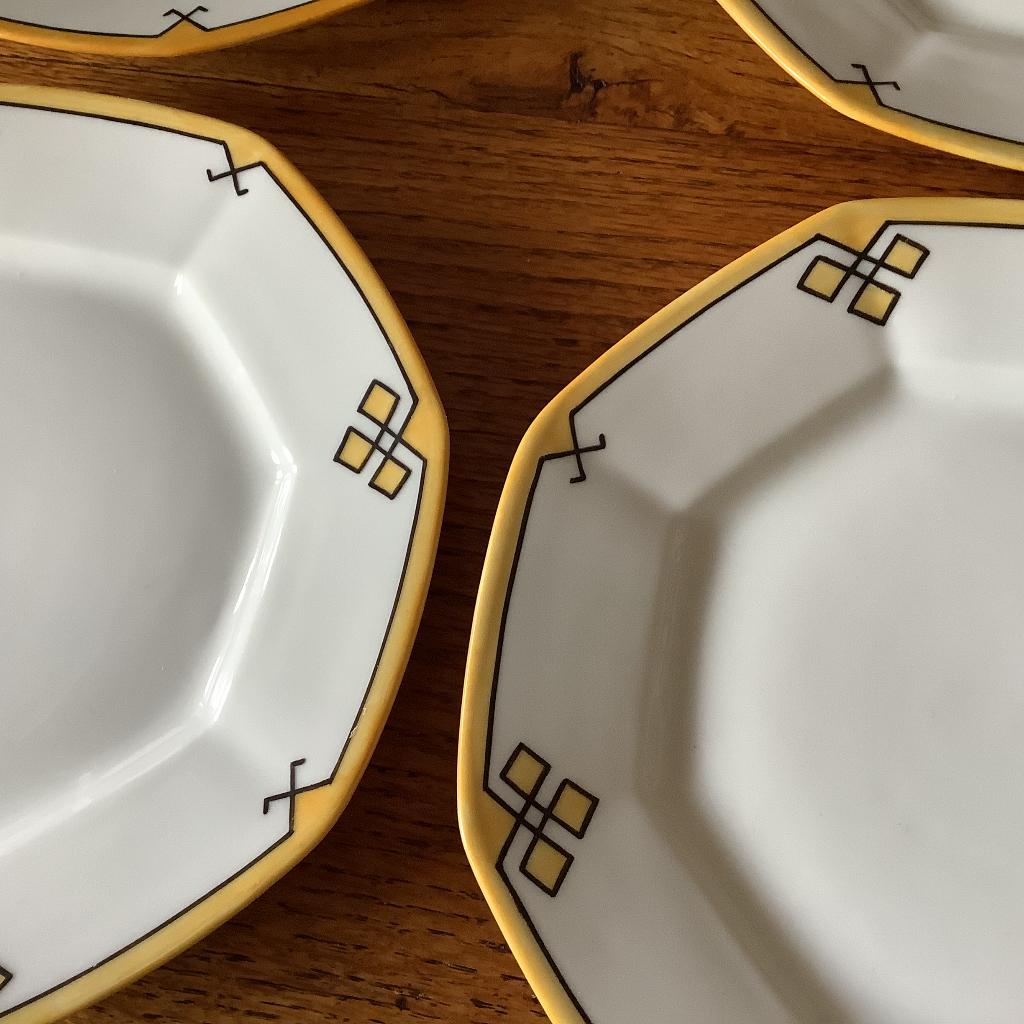 4 Art Deco bordjes, Limoges France, Antiek en Kunst, Ophalen of Verzenden