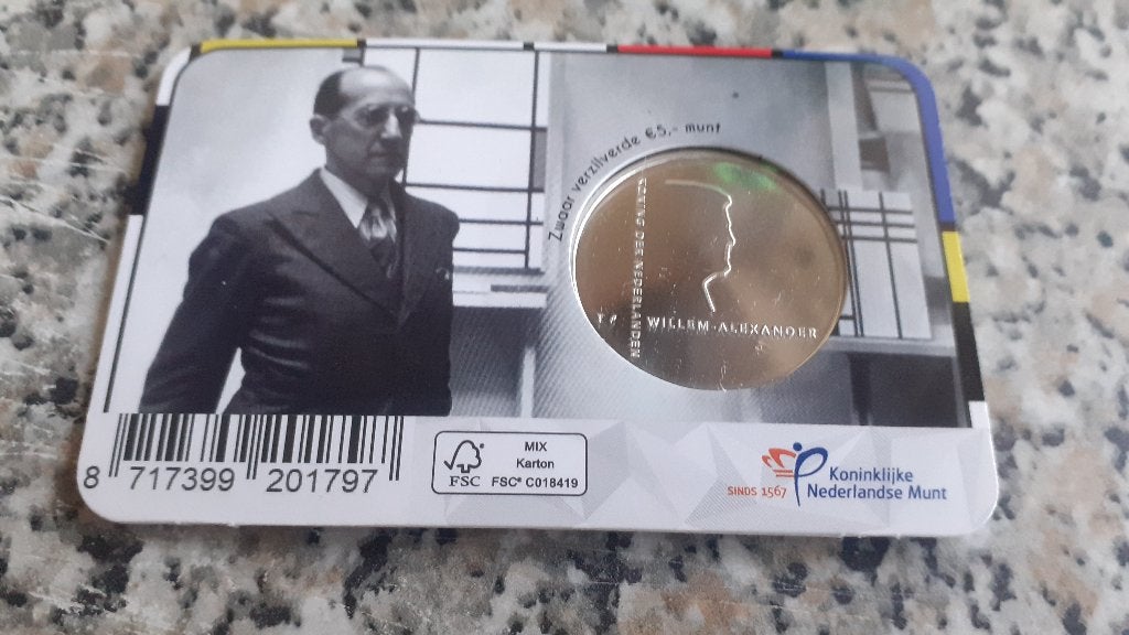 Piet Mondriaan vijfje 2022 in de Coincard, Ophalen of Verzenden, Koningin Beatrix, Euro's, Losse munt