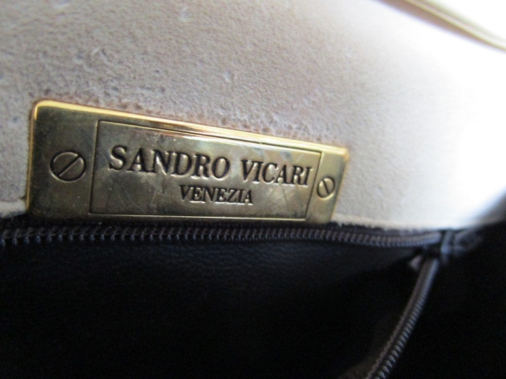 Nr.13: Mooie Vintage Handtas Tas van Sandro Vicari, Ophalen of Verzenden, Zo goed als nieuw, Overige kleuren, Handtas