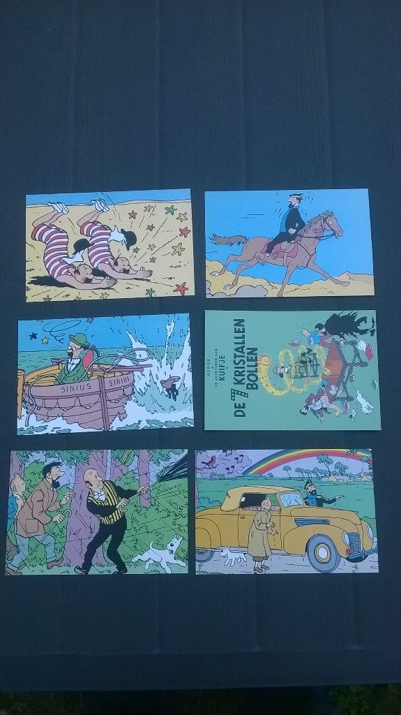 Kuifje: 6 postkaarten, Gelezen, Verzenden, Meerdere stripboeken, Hergé