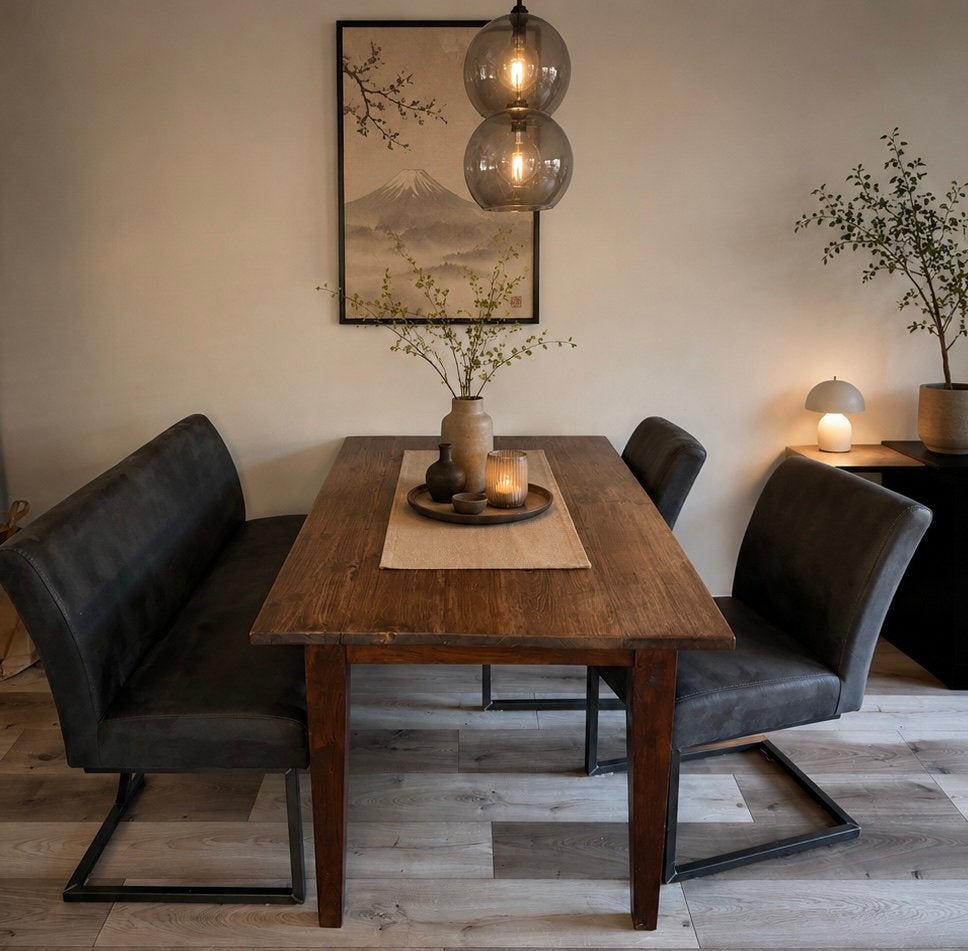 Eetkamer bank en stoelen, antraciet, Huis en Inrichting, Ophalen, Zo goed als nieuw