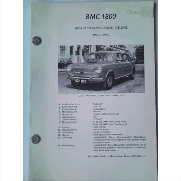 BMC 1800 Ado 17 Vraagbaak losbladig 1965-1966 #1 Nederlands, Ophalen of Verzenden, Gelezen, Overige merken