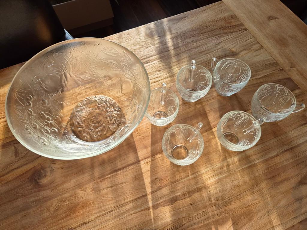 Bowl glazen plus kom, Huis en Inrichting, Ophalen, Glas of Kopje