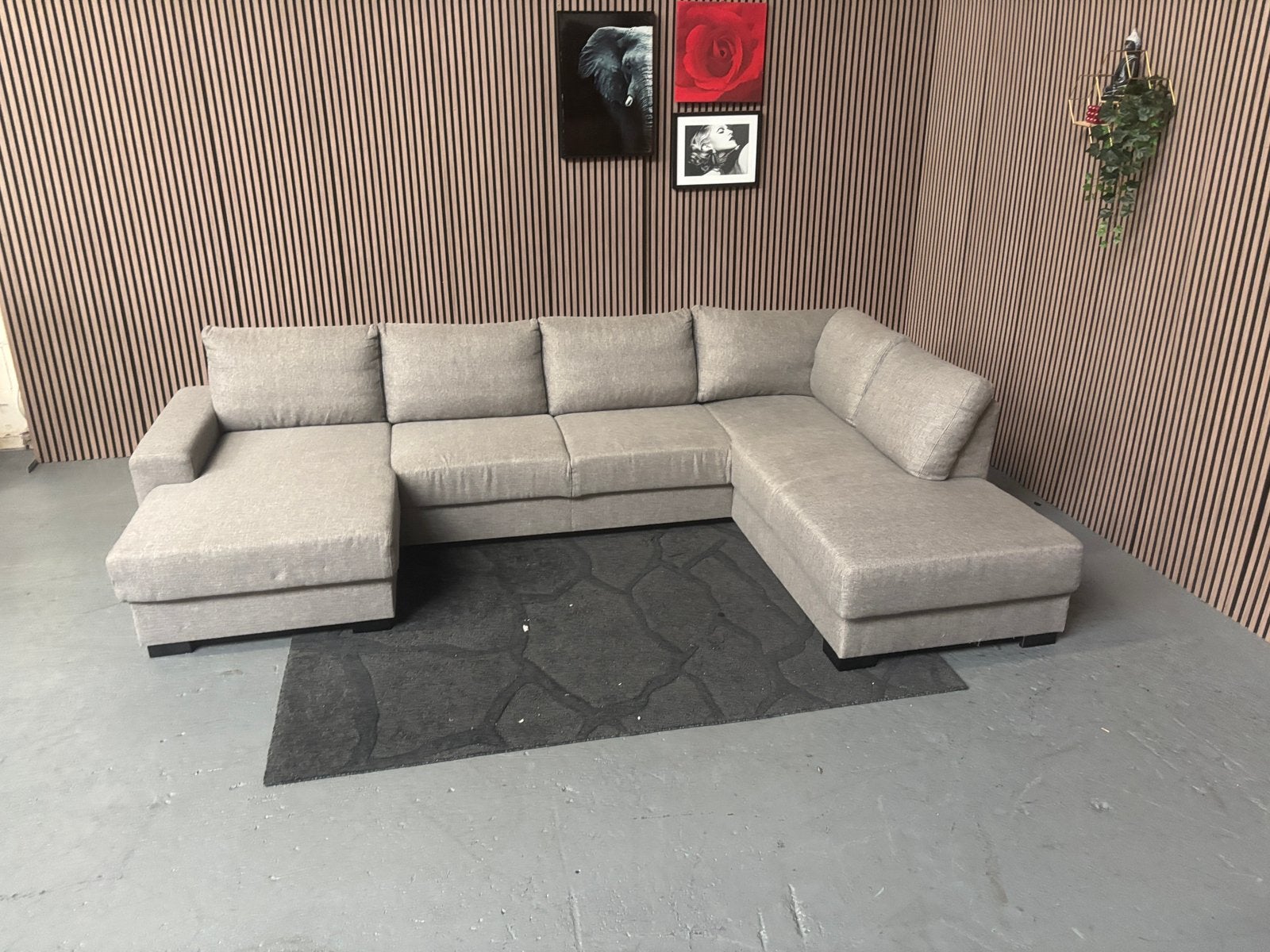 GRATIS LEVERING U-Bank Grijs 340x215x150 GEREINIGD, Hoekbank, 300 cm of meer, Ophalen of Verzenden, Zo goed als nieuw