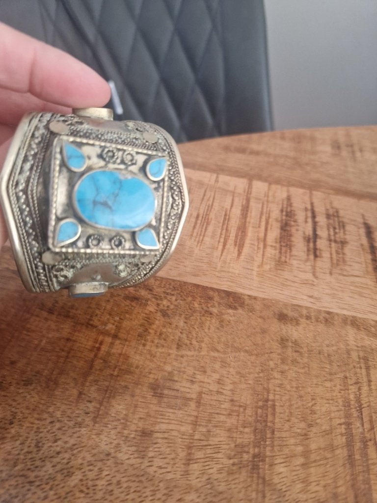 Oude armband met turquoise., Sieraden, Tassen en Uiterlijk, Ophalen of Verzenden, Zilver, Armband, Met edelsteen