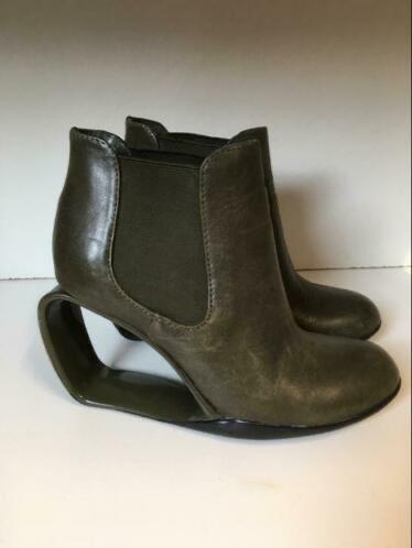 United Nude groen leren laarsjes met unieke hak, United Nude, Verzenden, Lage of Enkellaarzen, Nieuw