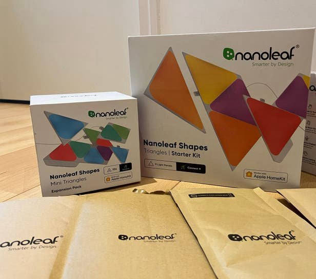 Nanoleaf Shapes Triangles Starter Kit + Mini Triangles, Meerkleurig, Kunststof, Ophalen of Verzenden, Zo goed als nieuw