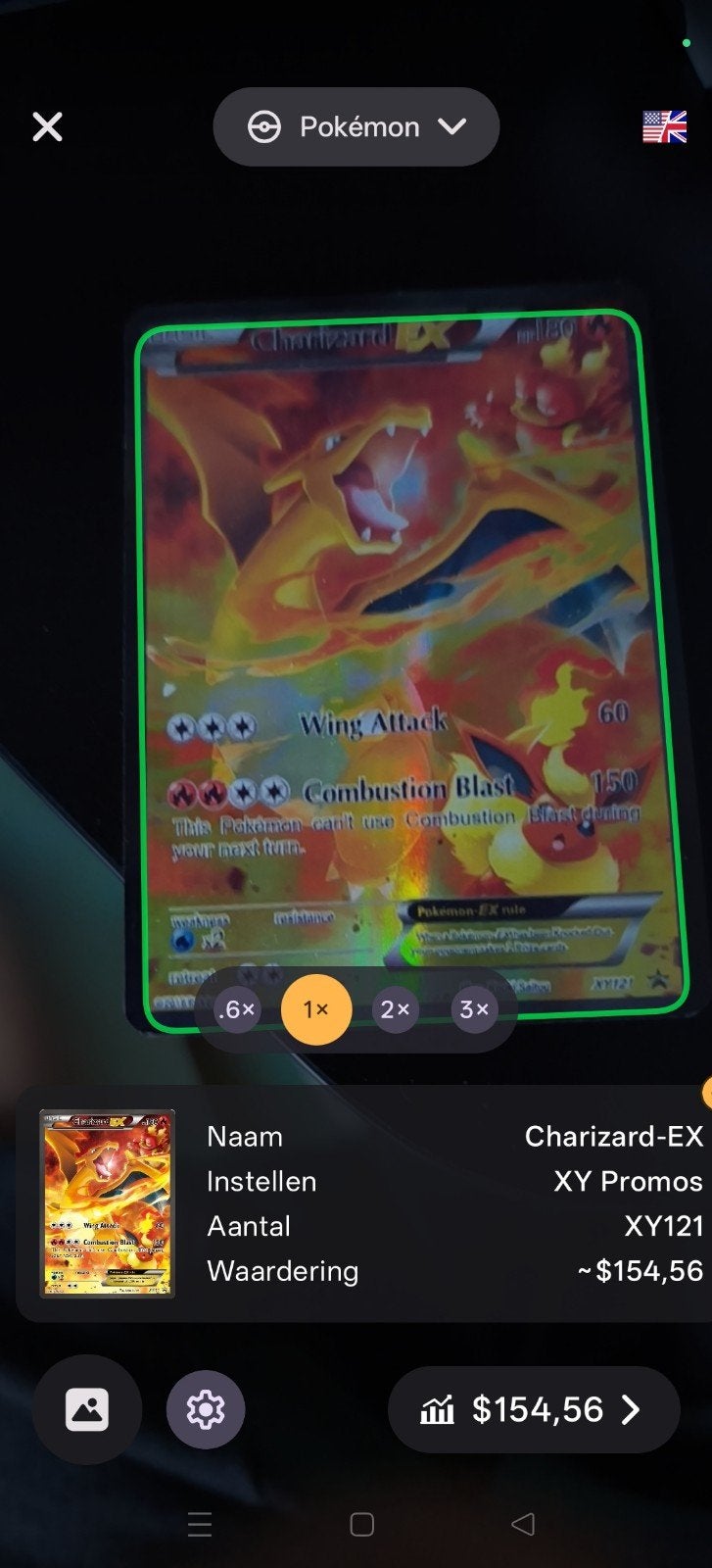Zeldzame Charizard EX Pokémon Kaart - XY Promos XY121, Ophalen of Verzenden, Zo goed als nieuw, Losse kaart, Foil