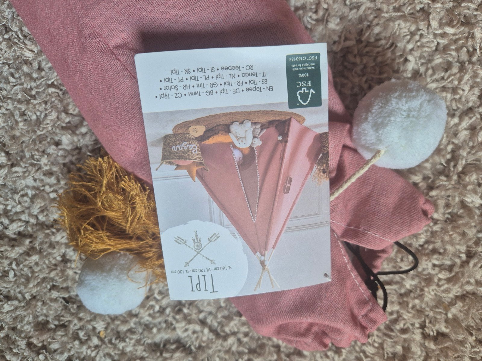 Roze Tipi Speeltent voor Kinderen - Zo goed als nieuw, Ophalen of Verzenden, Nieuw, Hout