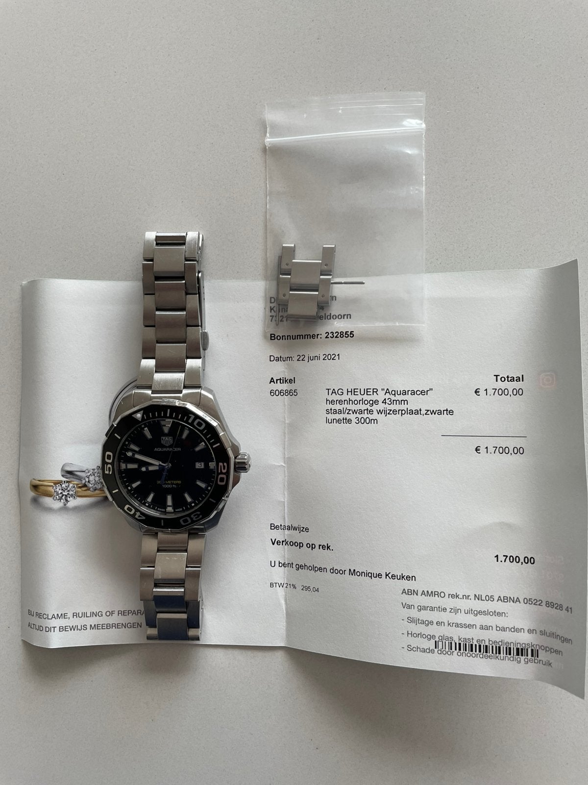 TAG HEUER Aquaracer 43mm zwarte wijzerplaat, Ophalen, Staal, Staal, Polshorloge