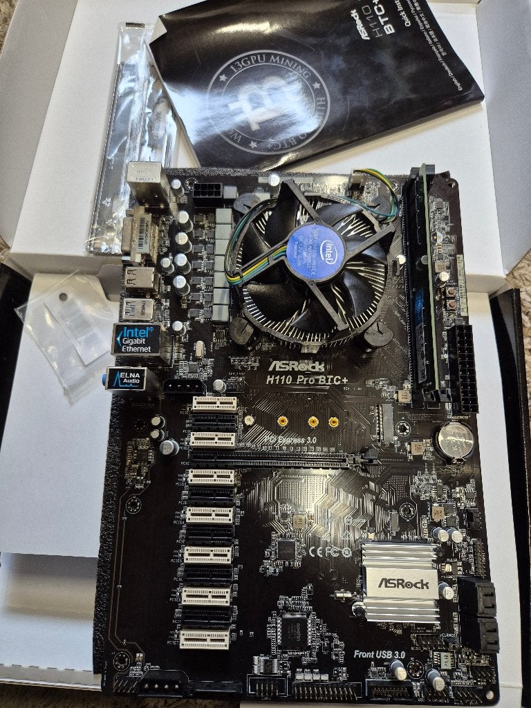 Asrock H110 Pro BTC + CPU & 4GB ram, Computers en Software, LGA 1151, DDR4, Ophalen of Verzenden, Zo goed als nieuw