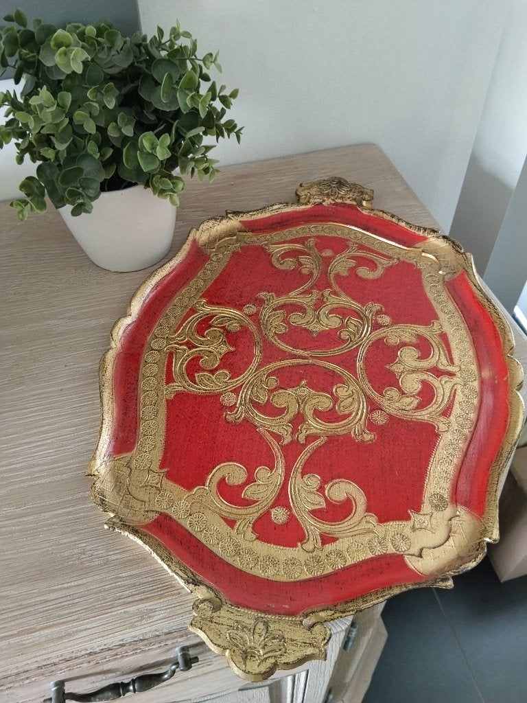 Vintage XXL Florentijns dienblad, Huis en Inrichting, Woonaccessoires | Dienbladen, Ophalen of Verzenden, Zo goed als nieuw, Ovaal