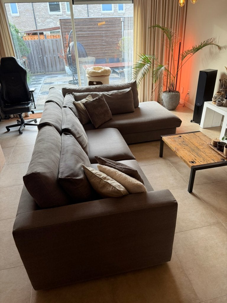 Grote modulaire lounge-/hoekbank + losse fauteuil (set), Huis en Inrichting, Ophalen, Gebruikt, Hoekbank, 300 cm of meer