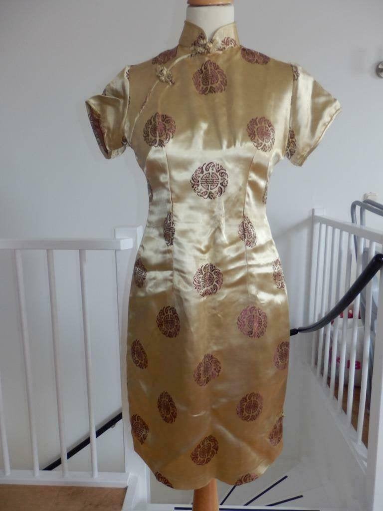 Beige Chinees jurkje- maat S | Echt zijde | NIEUW, Carnaval, Nieuw, Ophalen of Verzenden, Kleding