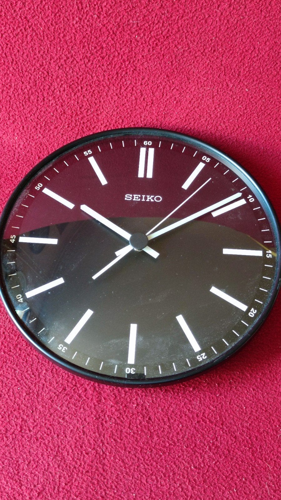 Seiko Wandklok - Zwart, Analoog, Batterijgevoed, Huis en Inrichting, Woonaccessoires | Klokken, Ophalen of Verzenden, Gebruikt