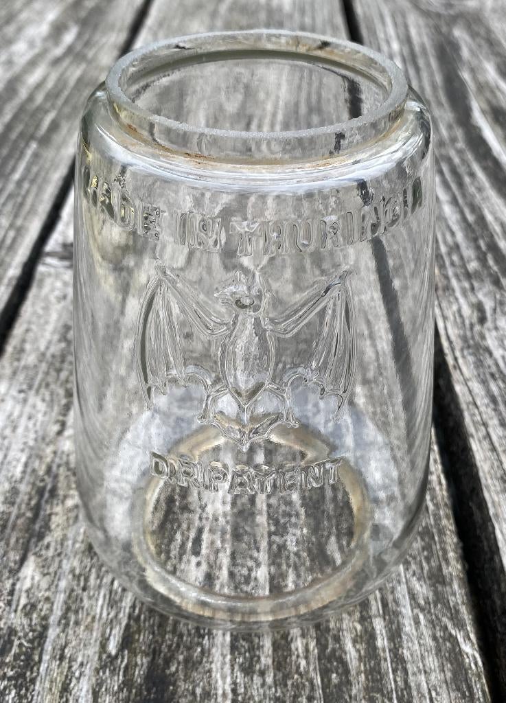 Antieke Duitse Glazen Lantaarnkap - Thuringia vleermuislogo, Antiek en Kunst, Antiek | Lampen, Ophalen of Verzenden