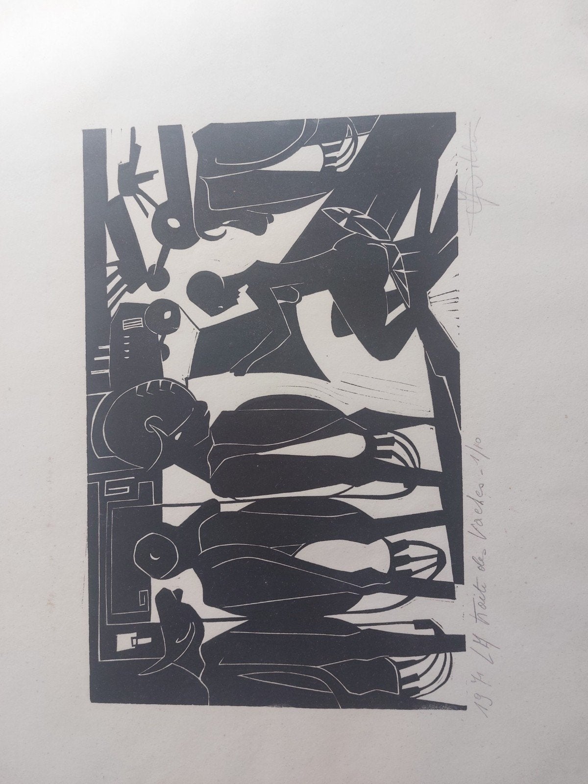Houtsnede 'Le Traite des Vaches' - Gesigneerd en Genummerd, Dagelijks leven, 1950 - 1999, Houtsnede, Origineel