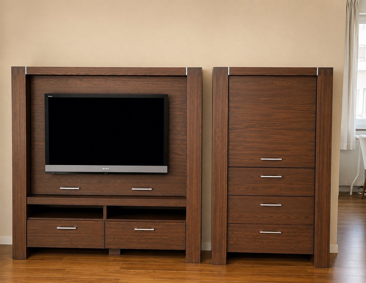 Tv kast en 2 opbergkasten, massief eiken, Cielo van Goossens, Ophalen, Gebruikt, Met deur(en), 150 tot 200 cm