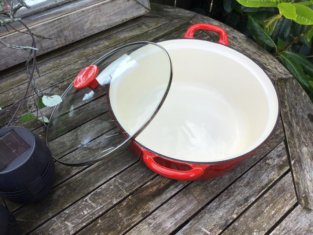 GIETIJZEREN BRAADPAN, ZGAN, 28 CM., ZWAAR, Ophalen of Verzenden, Zo goed als nieuw, Gietijzer, Koekenpan of Braadpan