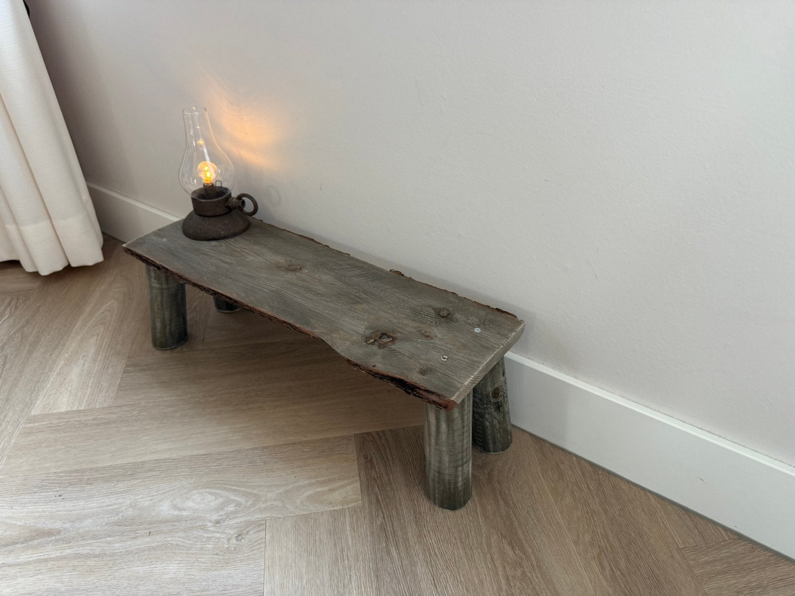 Landelijk houten krukje / decoratief bankje – 60x20x20 cm, Ophalen of Verzenden, Nieuw, Hout
