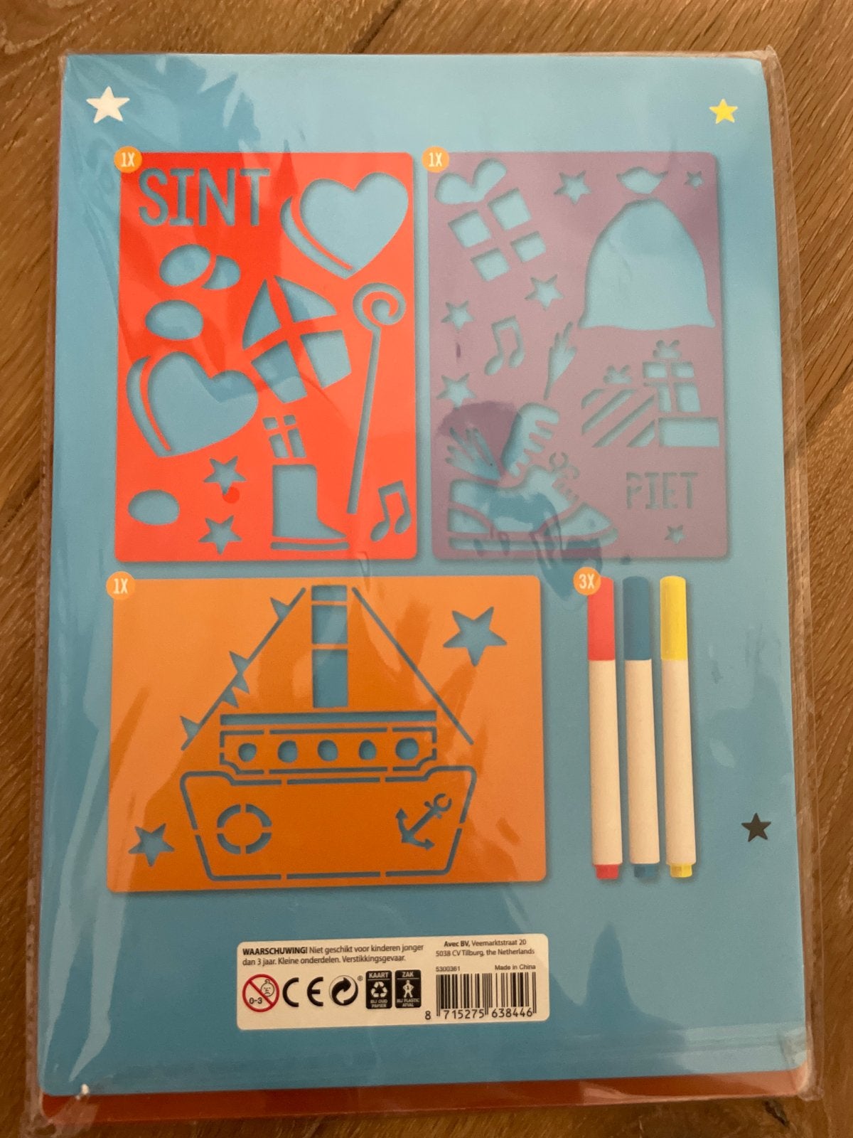 Sinterklaas Raamstencils met stiften - 3 stuks, Overige thema's, Nieuw, Meerkleurig, Ophalen of Verzenden