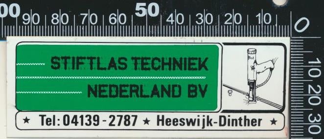 Sticker: Stiftlas Techniek - Heeswijk Dinther, Ophalen of Verzenden, Zo goed als nieuw, Bedrijf of Vereniging