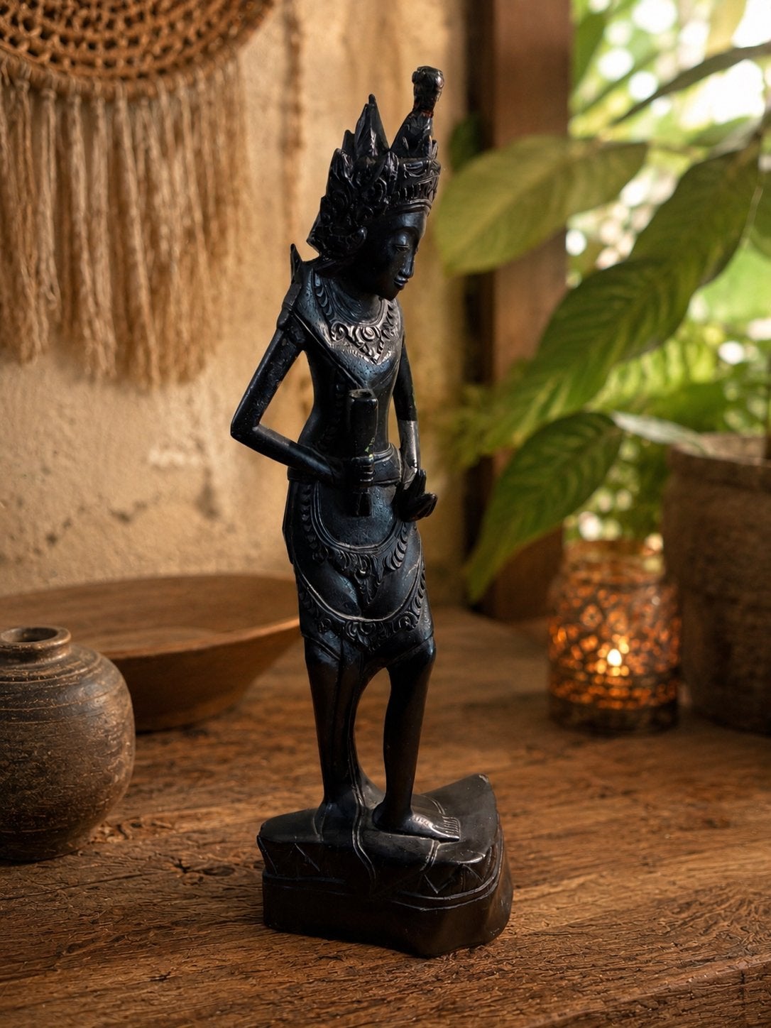 Balinese Godin Dewi Sri Beeld - Handgemaakt Houtsnijwerk, Ophalen of Verzenden, Handgemaakt, Beeld, Hout