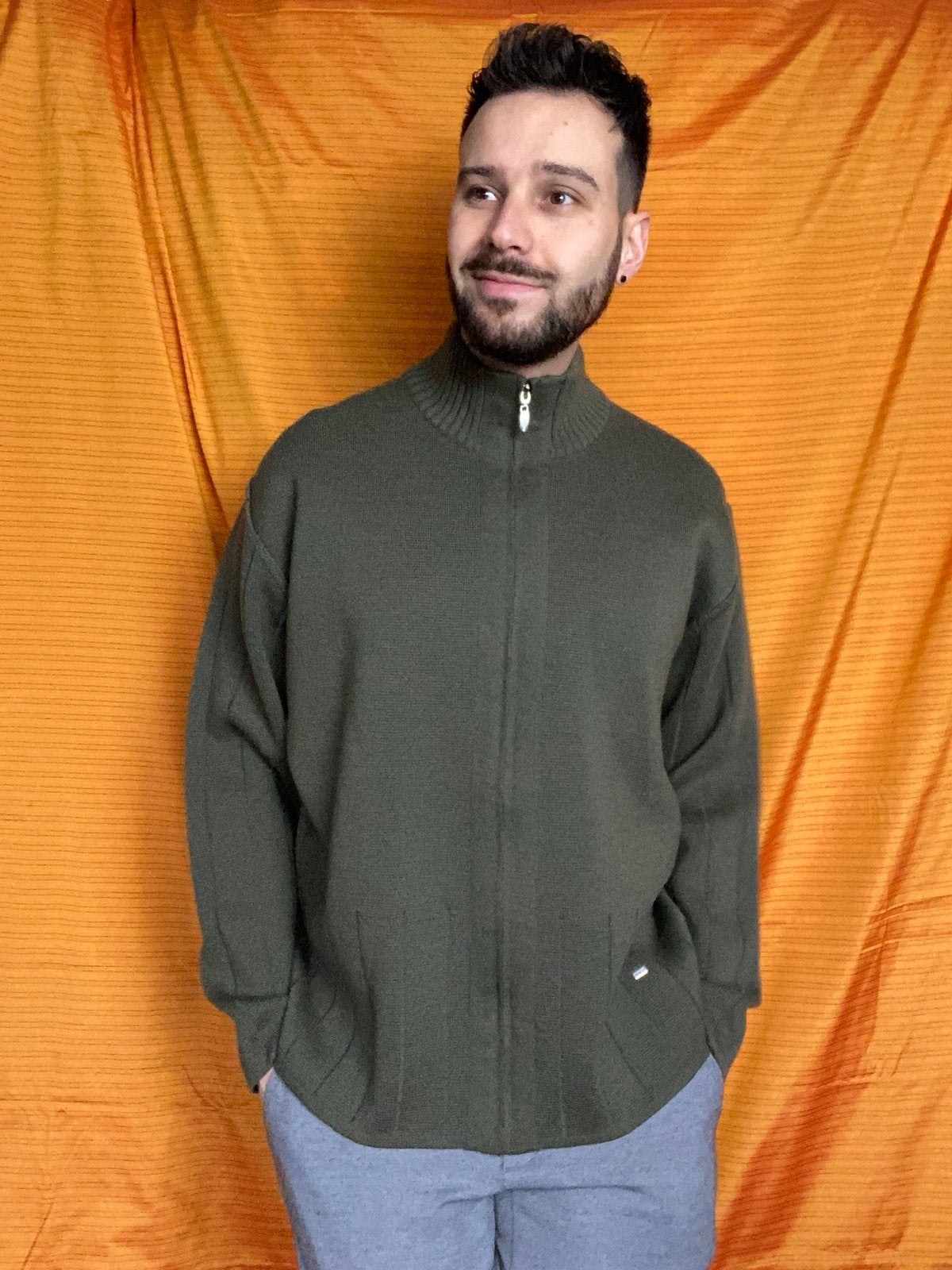 Vest / cardigan - legergroen - XL, Hgv, Hgv, Maat 56/58 (XL), Ophalen of Verzenden