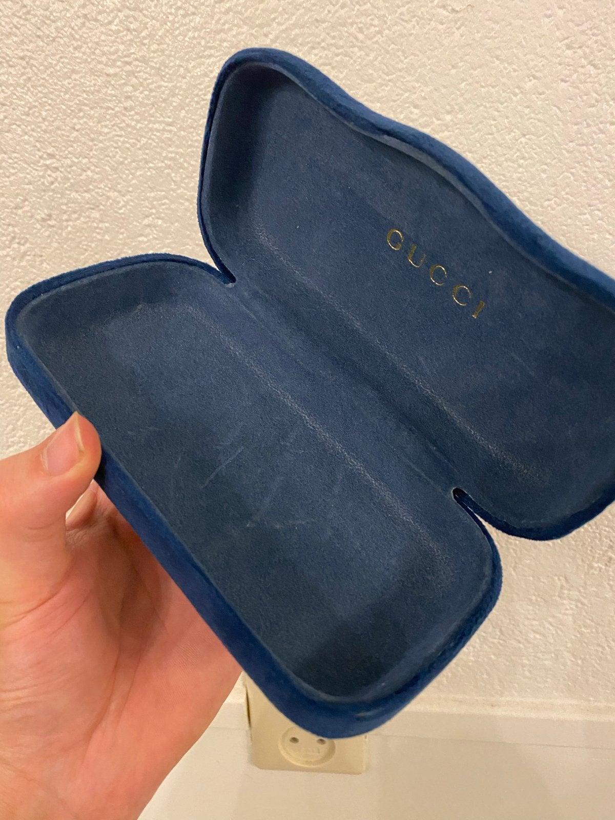 Originele Gucci brillenkoker voor bril of zonnebril, Overige merken, Blauw, Ophalen of Verzenden, Zo goed als nieuw