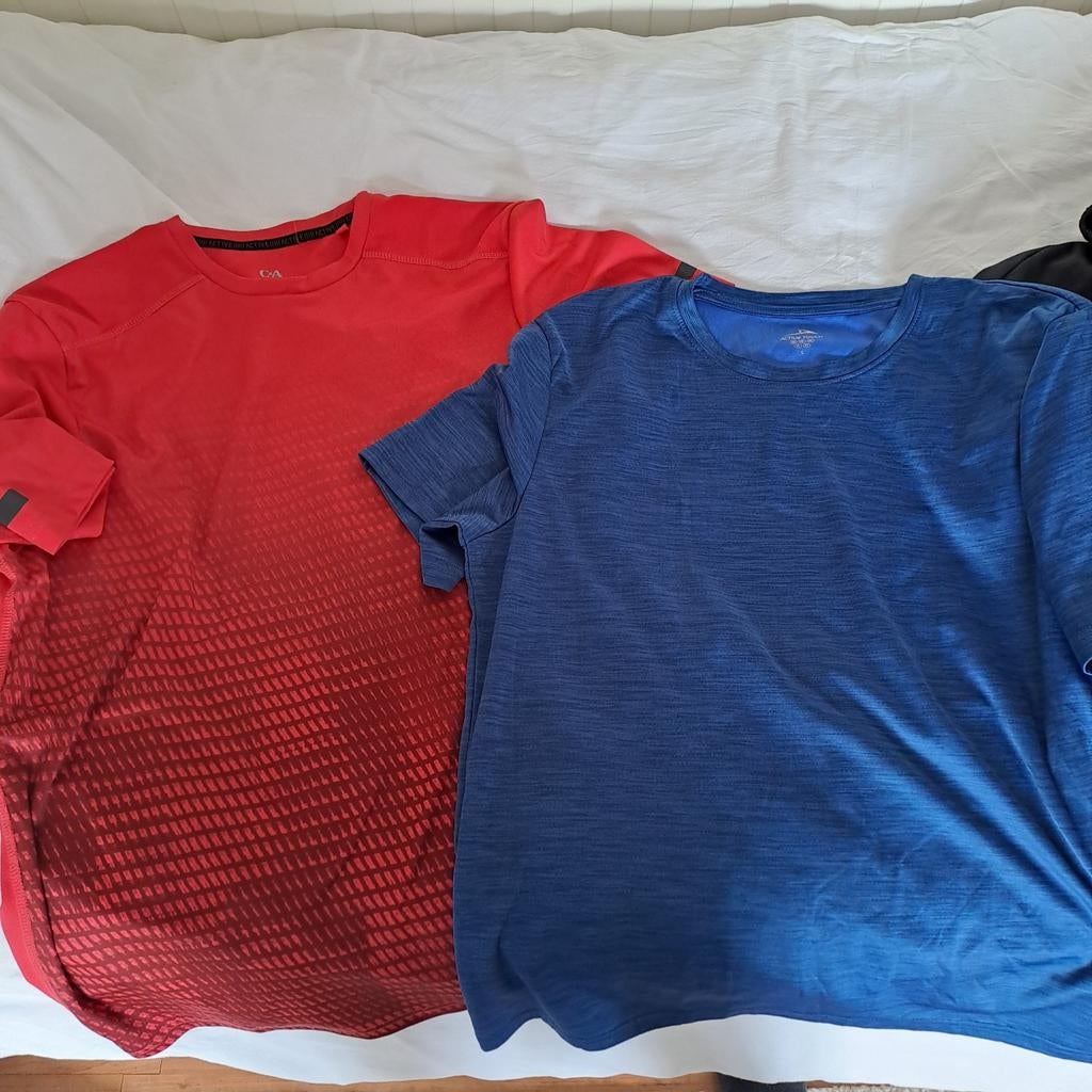 Sportshirts (2 stuks) - Rood en Blauw maat L, Kleding | Heren, Maat 52/54 (L), Fitness, Ophalen of Verzenden, C&A Active