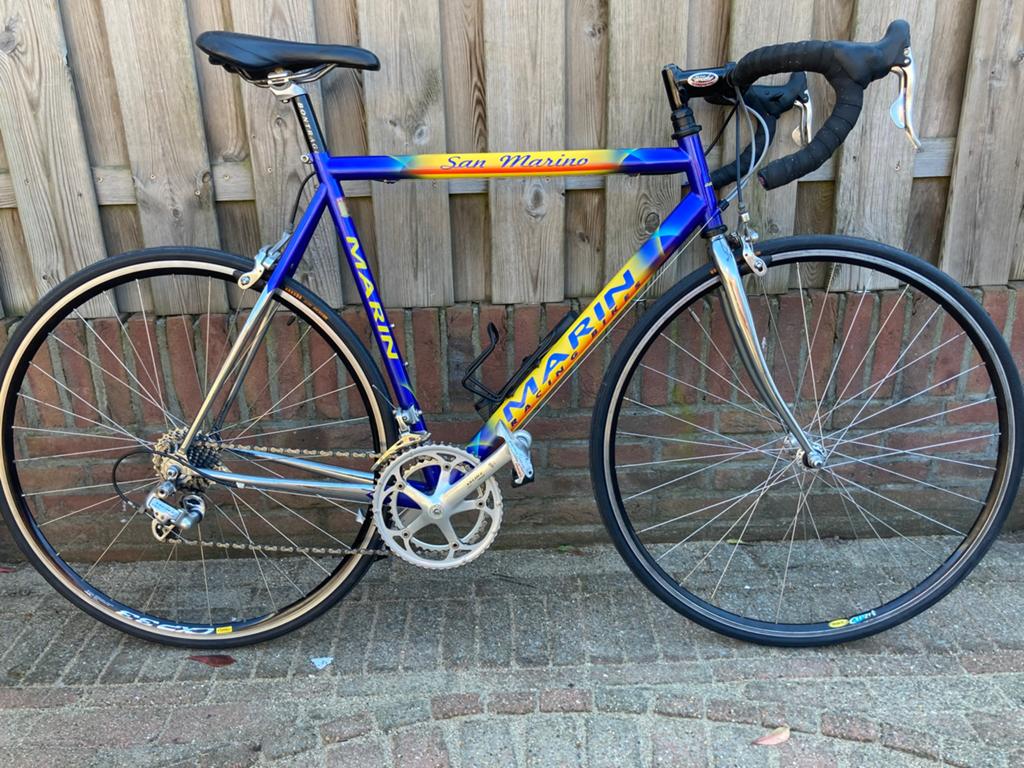 Mooie Marin met Campagnolo Veloce, Fietsen en Brommers, Fietsen | Racefietsen, Aluminium, Zo goed als nieuw, 57 tot 61 cm, Meer dan 20 versnellingen