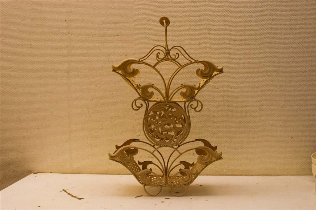 Vintage metalen plantenrek 50470, Gebruikt, Balkon, Rond, Ophalen of Verzenden