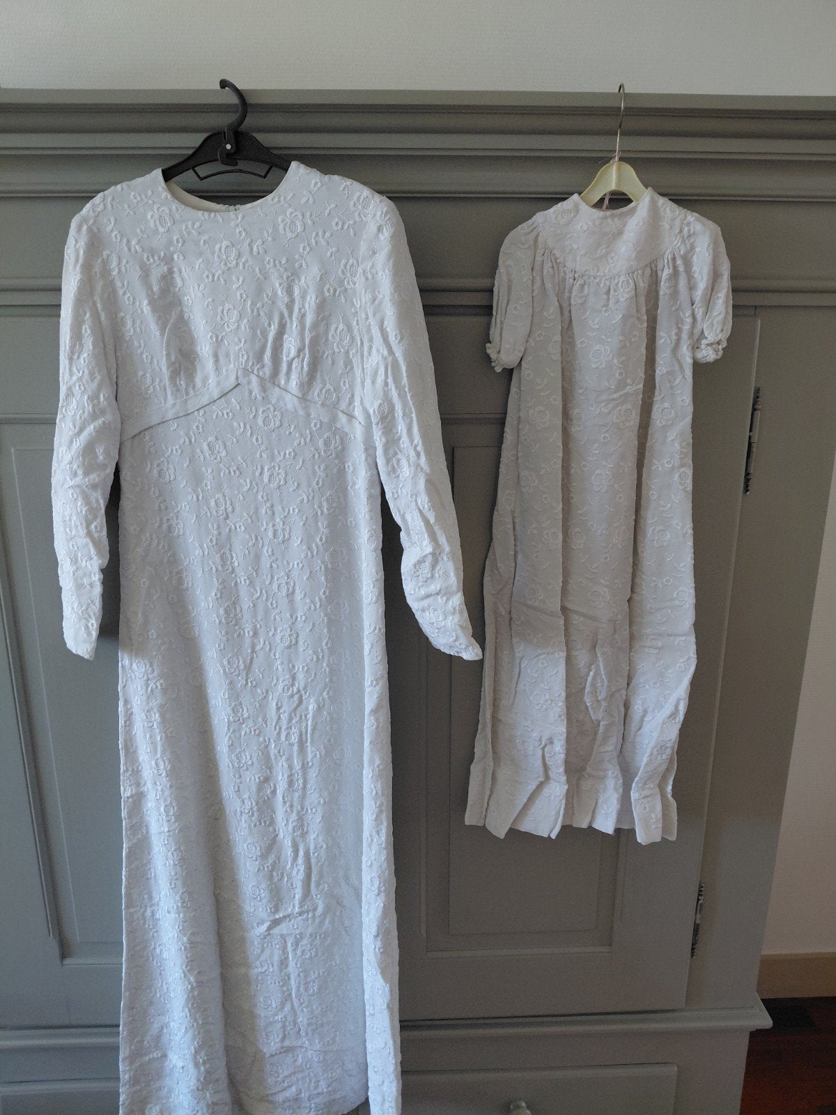 Vintage Trouwjurk & doopjurk (incl. tasje en handschoentjes, Ophalen of Verzenden, Gedragen, Maat 38/40 (M)