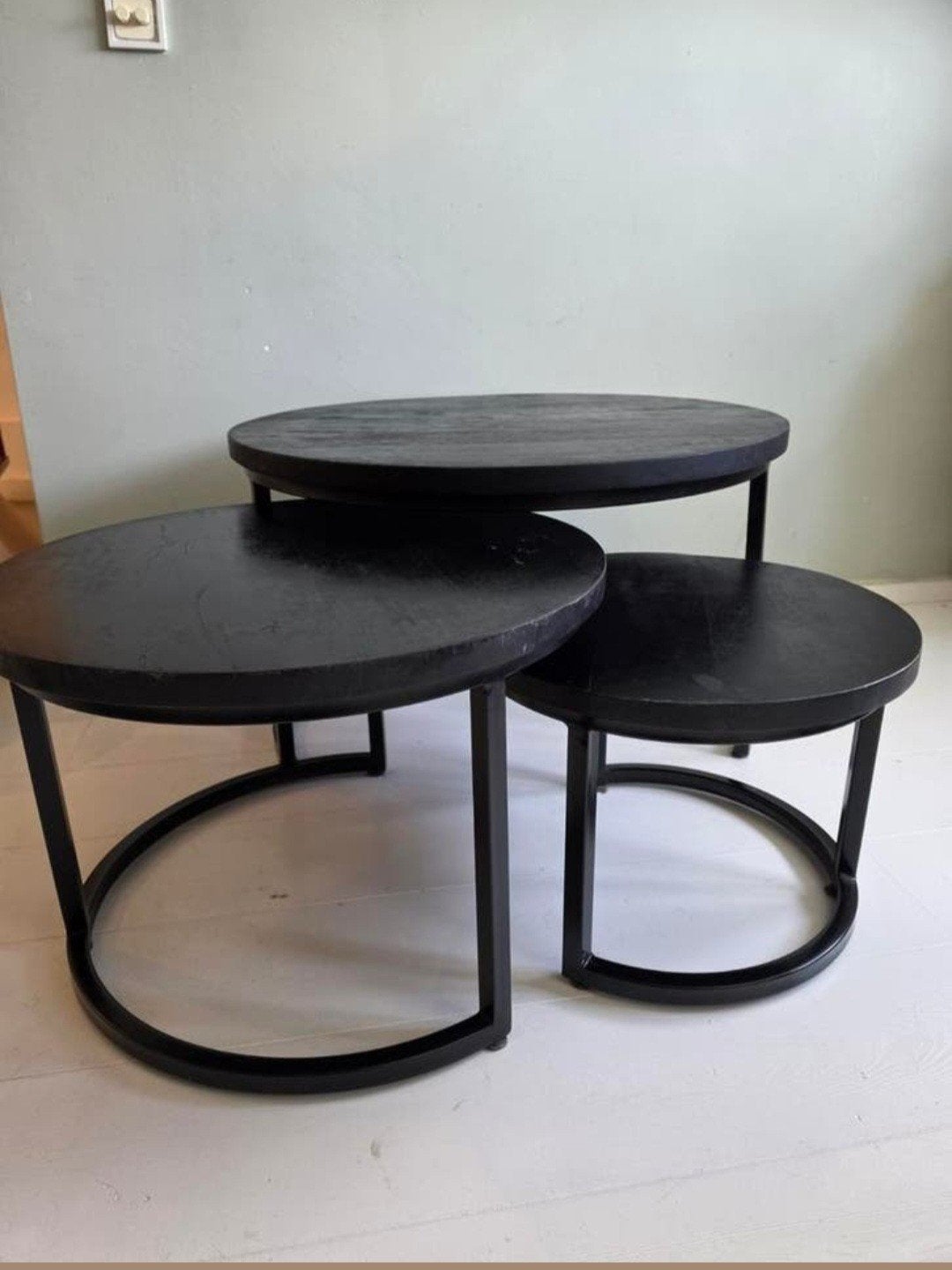 Goossens Enzo Salontafels - Set van 3, Minder dan 50 cm, Gebruikt, Modern, Industrieel, Rond