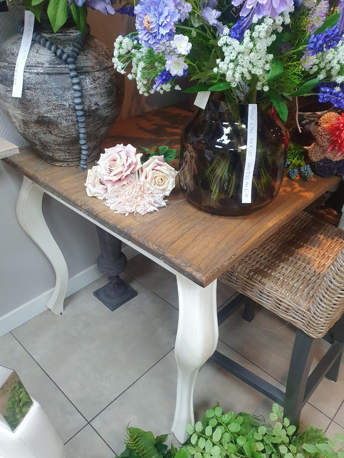 mooie brocante tafel 80cm x 180cm, Ophalen, 50 tot 100 cm, Zo goed als nieuw, 150 tot 200 cm